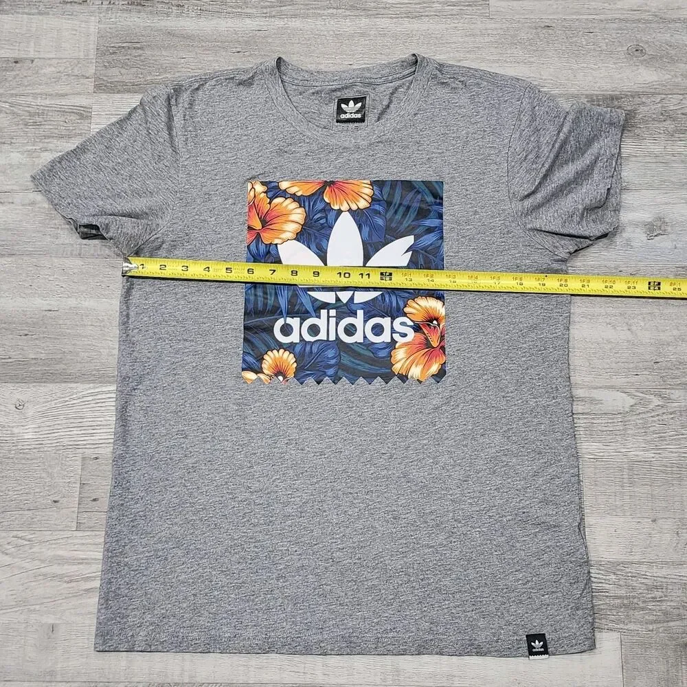 Adidas Shirt Adult Large Gray Graphic Hawaiian Short Sleeve Outdoor Sports Mens